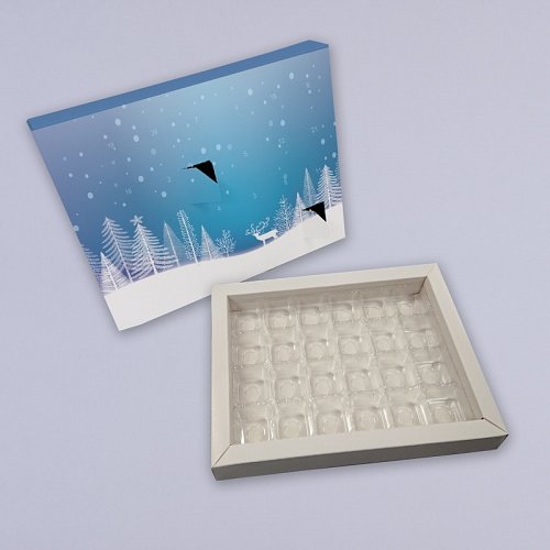 Advent calendar with channel wall tray and vacuum formed tray